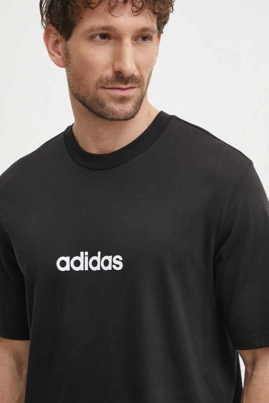 adidas pamut póló Essentials Linear fekete JE8993