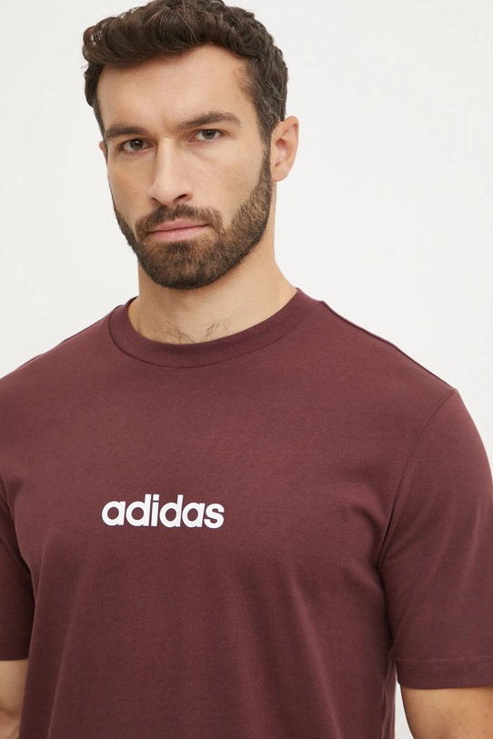 adidas t-shirt bawełniany Essentials Linear czerwony JE8998