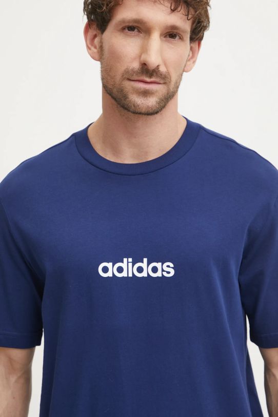 adidas tricou din bumbac Essentials Linear bleumarin JE8999