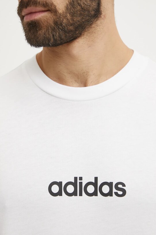 Бавовняна футболка adidas Essentials Linear JE9000 бежевий