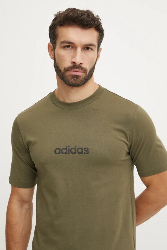 Хлопковая футболка adidas Essentials Linear зелёный JE9001