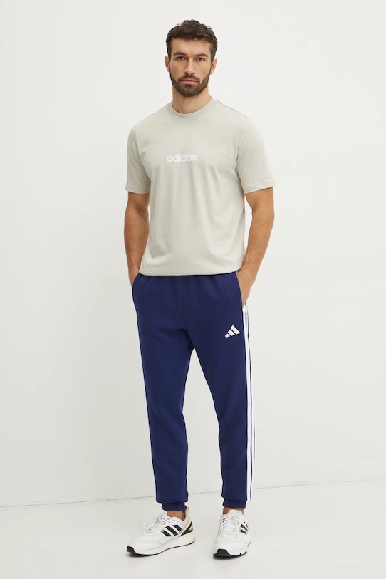 Bavlnené tričko adidas Essentials Linear JE9007 béžová SS25