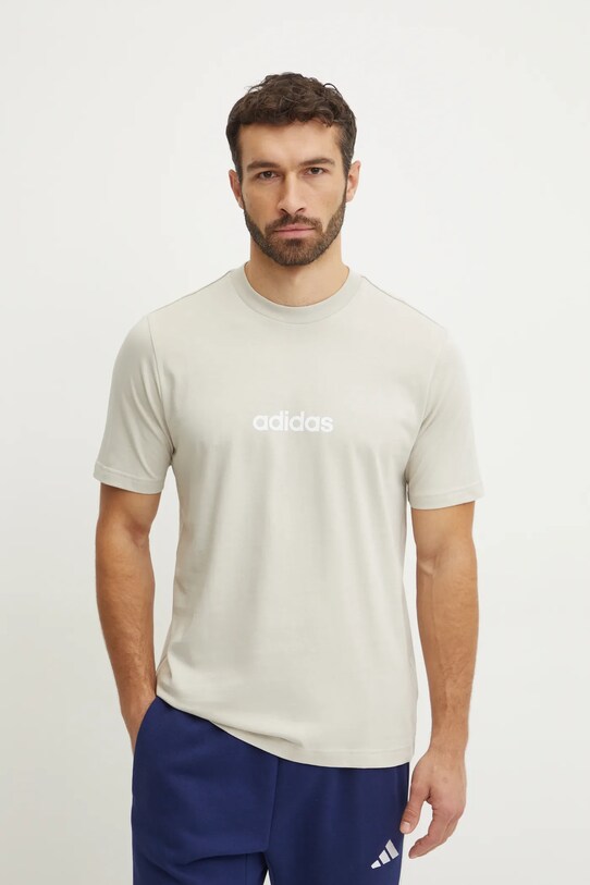 adidas tricou din bumbac Essentials Linear bej JE9007
