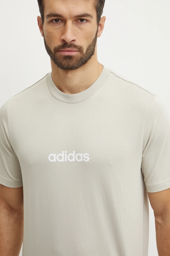 Bavlnené tričko adidas Essentials Linear JE9007 béžová