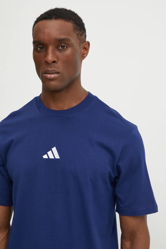 Бавовняна футболка adidas Essential темно-синій JF1093