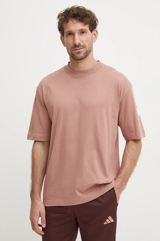 Bavlněné tričko adidas Essentials kulatý oranžová JF3620