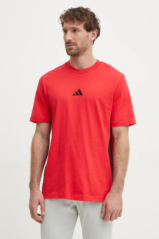 Βαμβακερό μπλουζάκι adidas Essentials κόκκινο JE6386