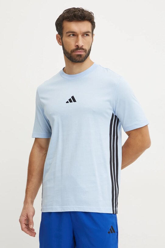 Бавовняна футболка adidas Essentials блакитний JE6397