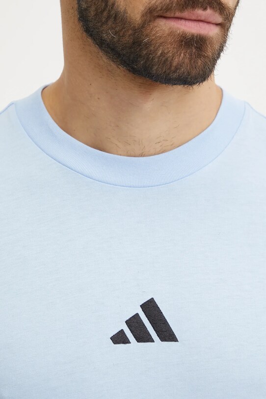 Бавовняна футболка adidas Essentials JE6397 блакитний