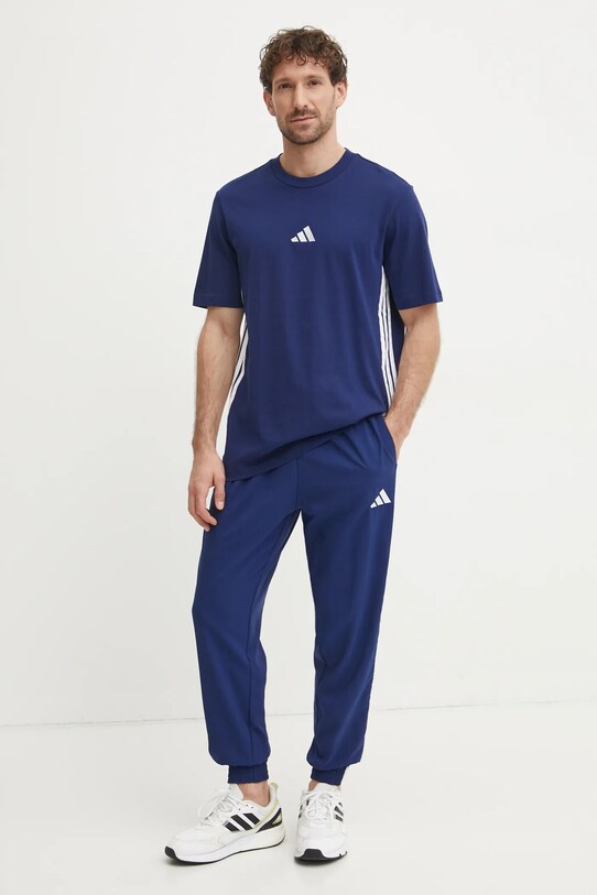 Бавовняна футболка adidas Essentials JE6399 темно-синій SS25