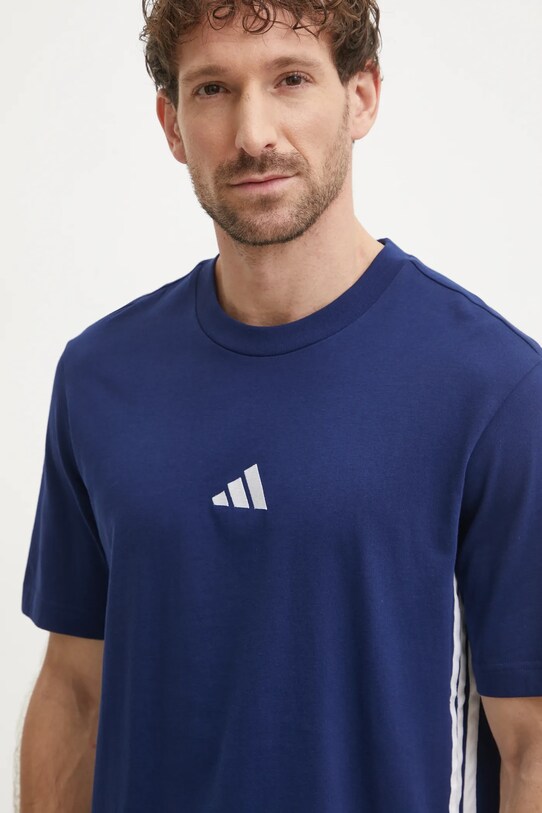Бавовняна футболка adidas Essentials темно-синій JE6399