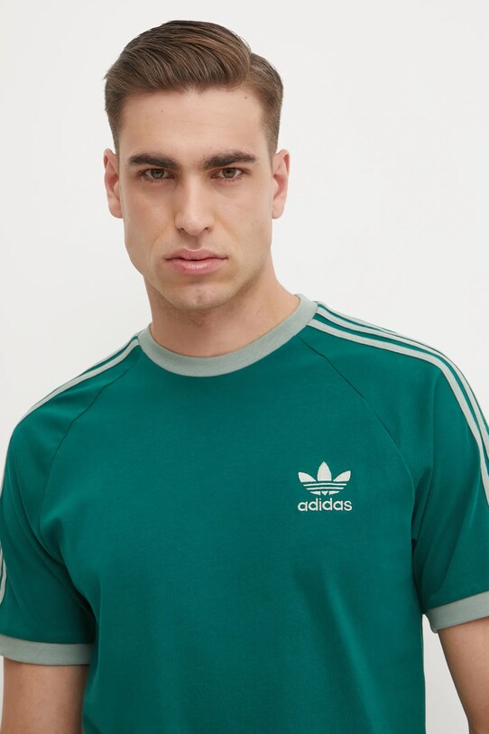 adidas Originals t-shirt bawełniany 3-Stripes wzorzyste zielony JN7017