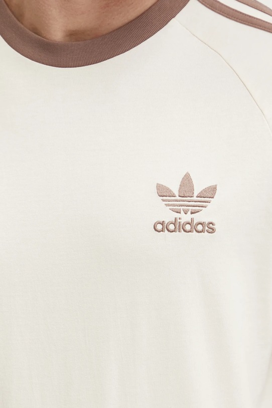 Bavlněné tričko adidas Originals 3-Stripes JN7020 béžová