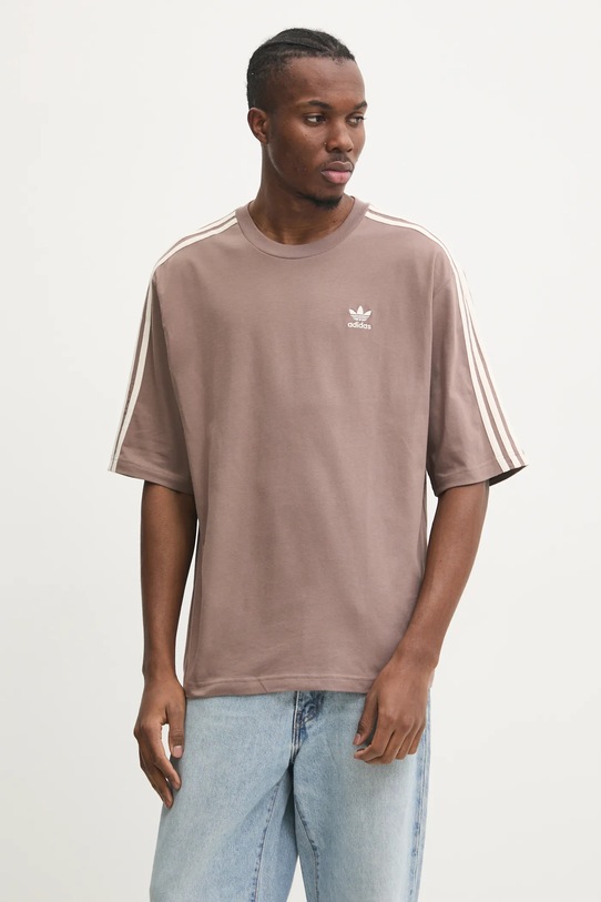 Pamučna majica adidas Originals Oversize tee natpis bež JP1058