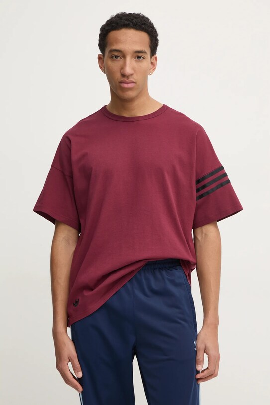 adidas Originals tricou din bumbac Neuclassics imprimeu burgundia JC9934