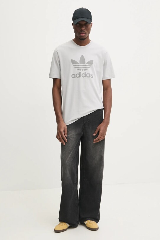 adidas Originals tricou din bumbac TREFOIL T-SHIRT JP2548 gri SS25