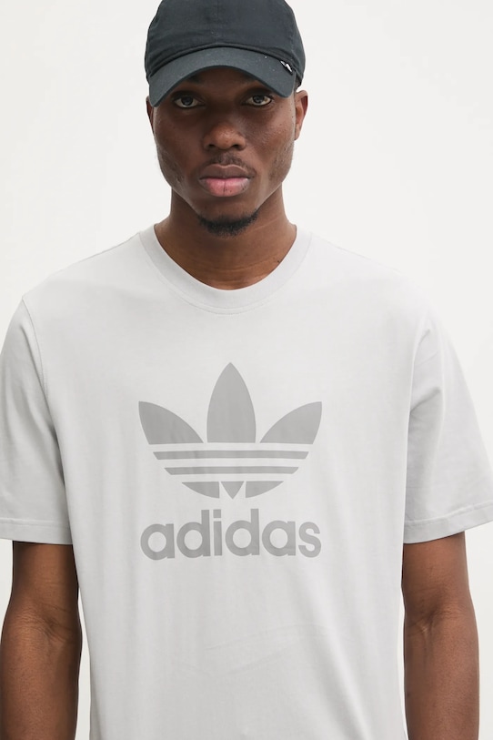 adidas Originals tricou din bumbac TREFOIL T-SHIRT gri JP2548