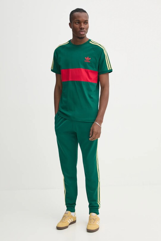 adidas Originals tricou din bumbac 3S PANEL JD4277 verde SS25