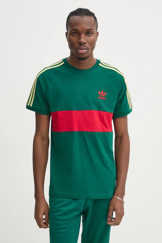 adidas Originals tricou din bumbac 3S PANEL verde JD4277