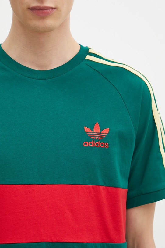 Bavlnené tričko adidas Originals 3S PANEL zelená JD4277