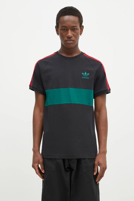 Βαμβακερό μπλουζάκι adidas Originals 3S PANEL TEE κανονικό μαύρο JP1272