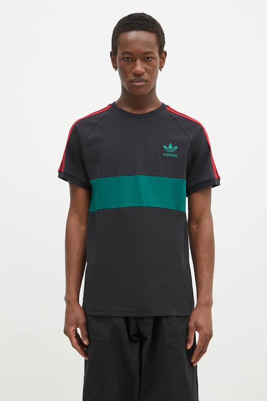 adidas Originals t-shirt in cotone 3S PANEL TEE regolare nero JP1272