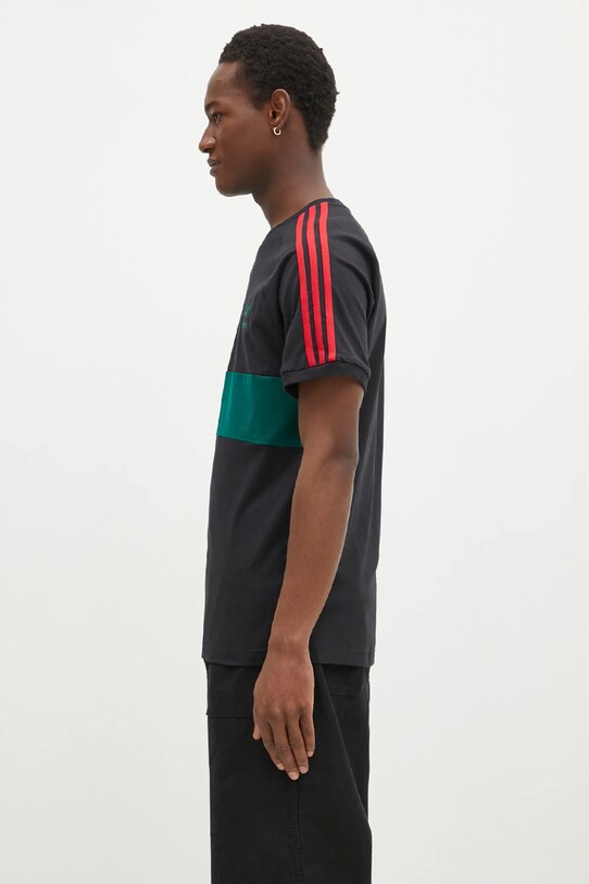 Βαμβακερό μπλουζάκι adidas Originals 3S PANEL TEE JP1272 μαύρο SS25
