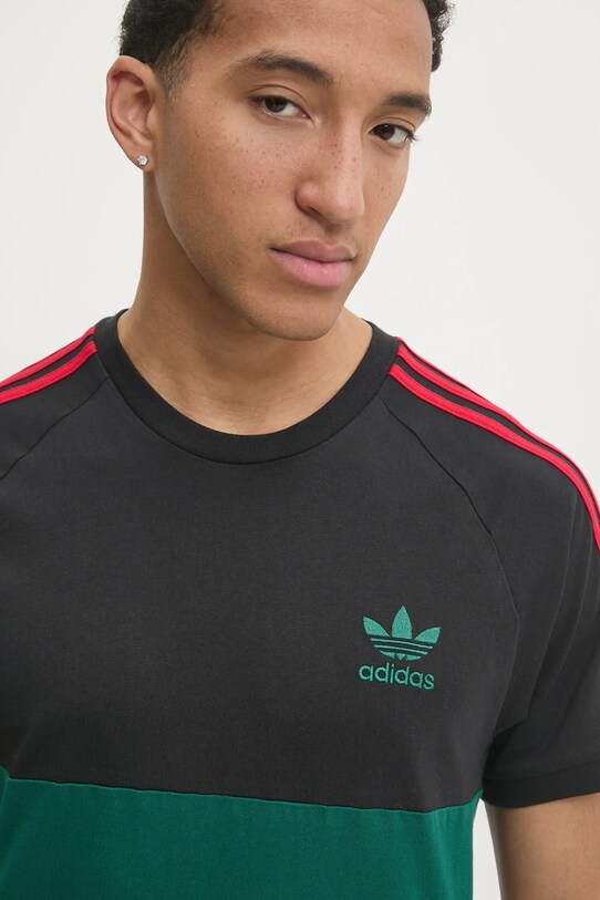 Бавовняна футболка adidas Originals 3S PANEL TEE чорний JP1272