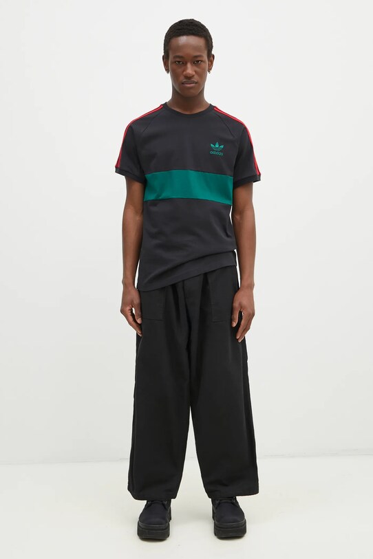 Βαμβακερό μπλουζάκι adidas Originals 3S PANEL TEE JP1272 μαύρο