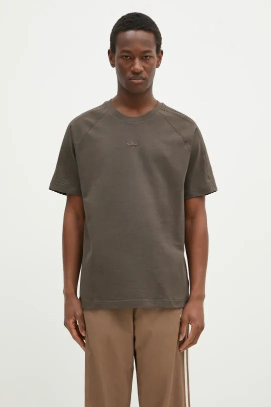 adidas Originals t-shirt bawełniany Essential gładkie zielony JD3276