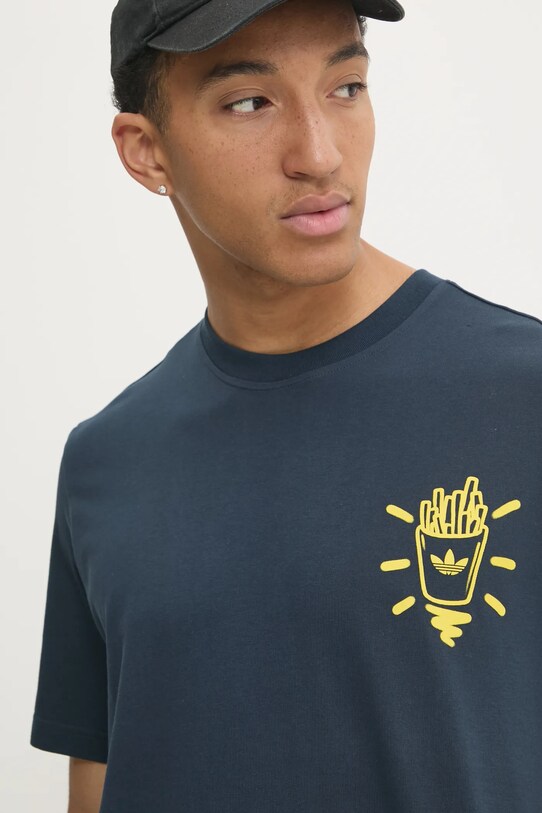 Бавовняна футболка adidas Originals Q12 TS STREET B темно-синій JP4500
