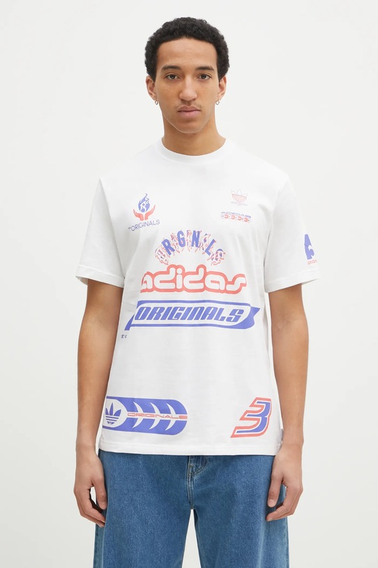 Памучна тениска adidas Originals Q12 TS SPONSOR свободна бял JD0663