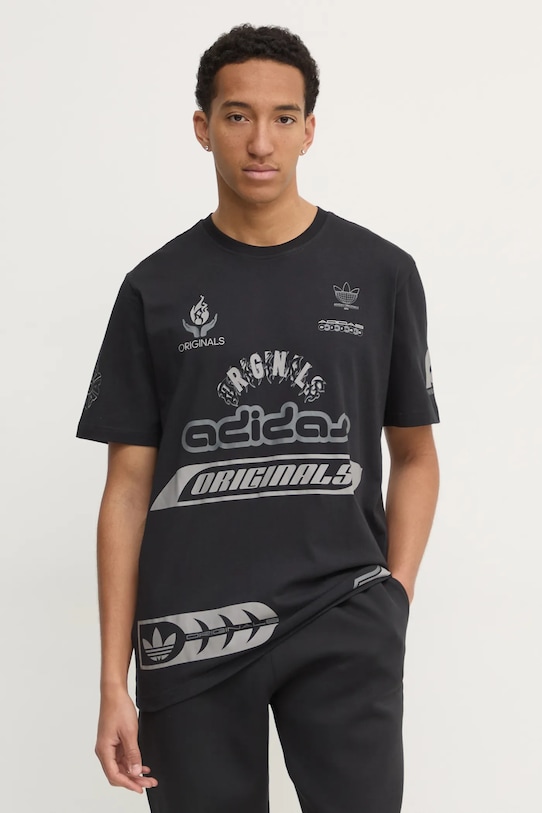 Bavlněné tričko adidas Originals Q12 TS SPONSOR potisk černá JP2676