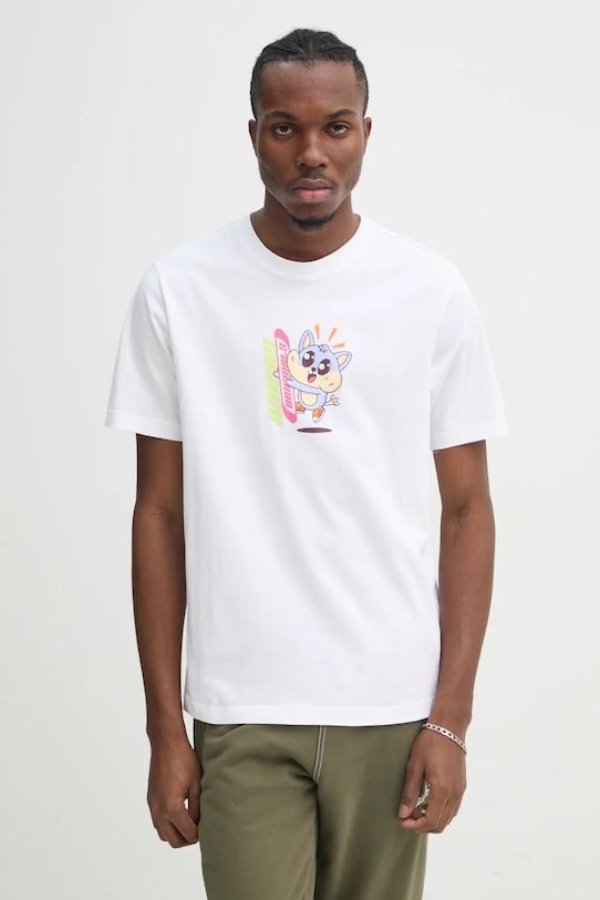 Bavlněné tričko adidas Originals Q12 TS KAWAII potisk béžová JD0661