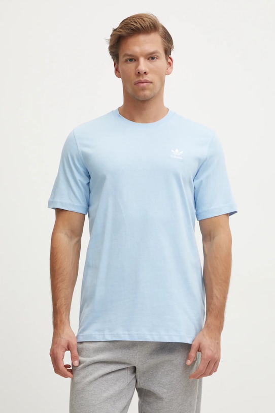 adidas Originals tricou din bumbac Trefoil uni albastru JN0236