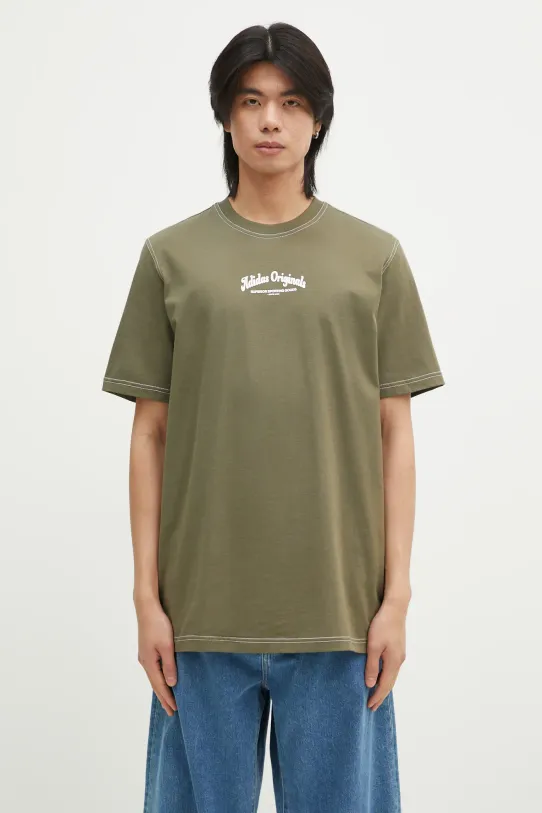 Βαμβακερό μπλουζάκι adidas Originals Wabash χαλαρό πράσινο JP4476