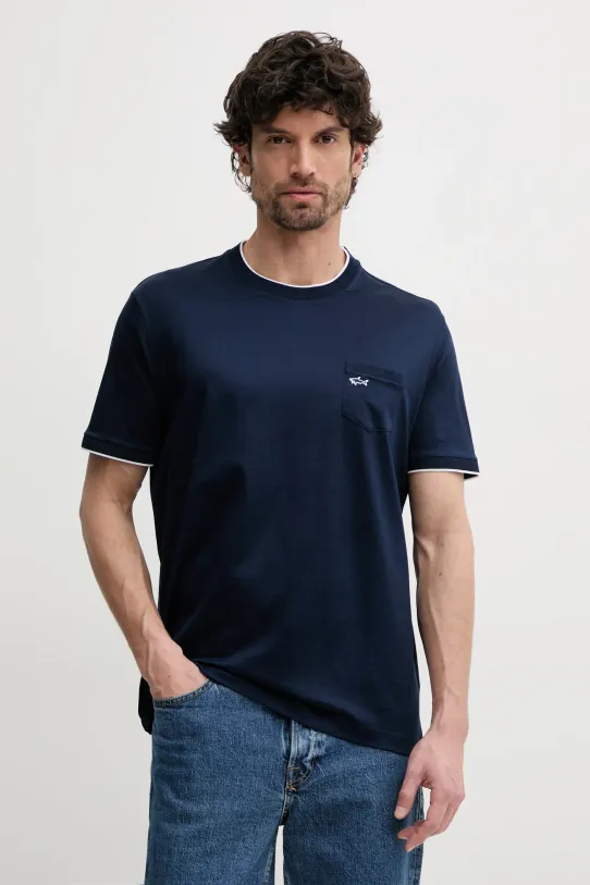 Paul&Shark t-shirt in cotone semplice blu navy 25411007