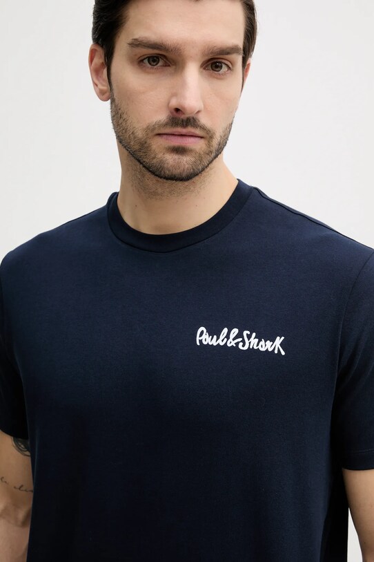 Paul&Shark t-shirt bawełniany nadruk granatowy 25411052
