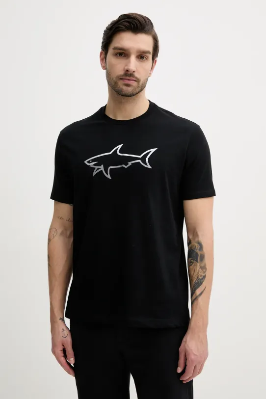 Paul&Shark t-shirt bawełniany nadruk czarny 25411078