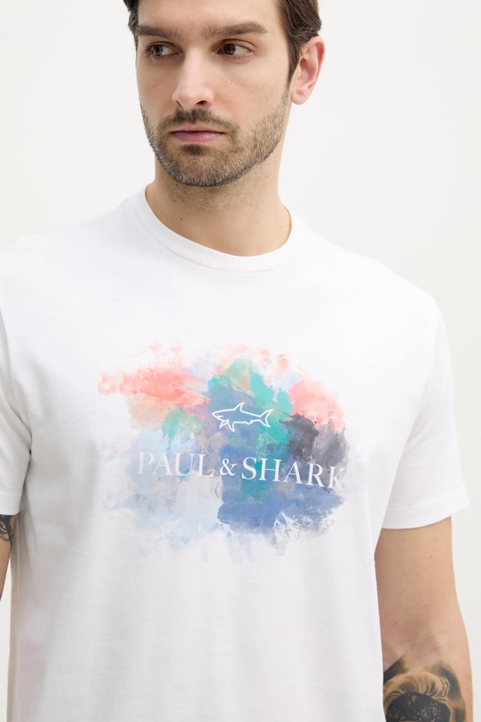 Oblečenie Bavlnené tričko Paul&Shark 25411095 biela