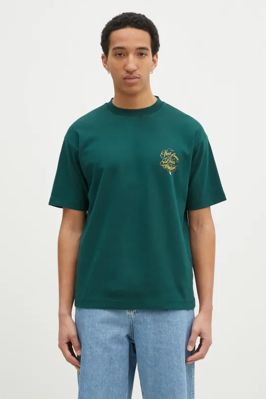 Drôle de Monsieur tricou din bumbac Le T-Shirt Slogan Vignes print verde F.TS226.CO002.DGN