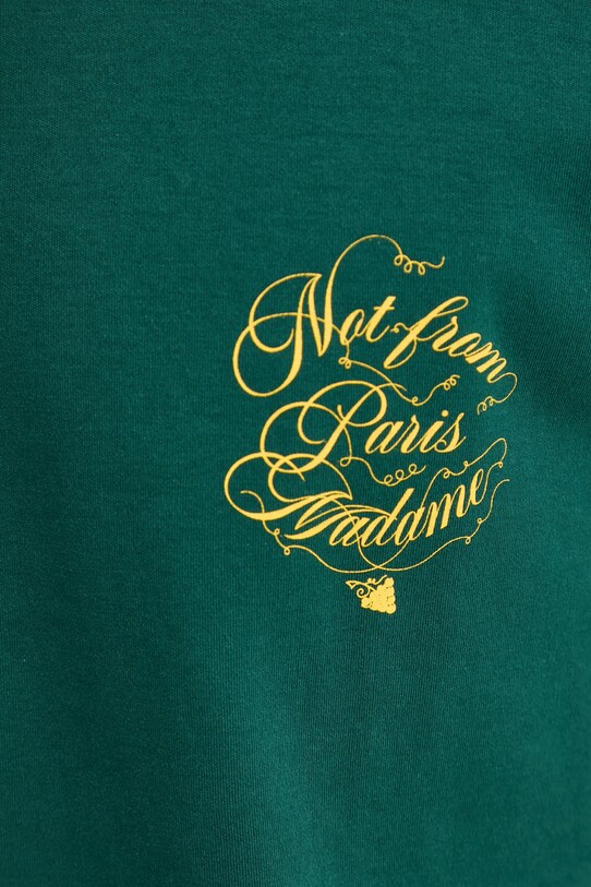 Bombažna kratka majica Drôle de Monsieur Le T-Shirt Slogan Vignes F.TS226.CO002.DGN zelena