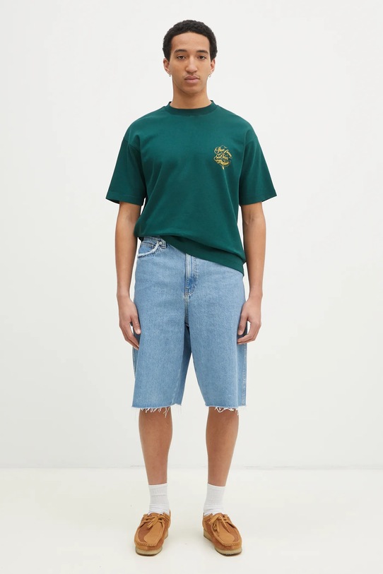 Drôle de Monsieur tricou din bumbac Le T-Shirt Slogan Vignes F.TS226.CO002.DGN verde