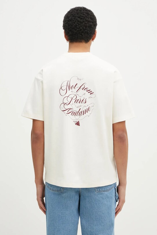 Clothing Drôle de Monsieur cotton t-shirt Le T-Shirt Slogan Vignes F.TS226.CO002.CM beige