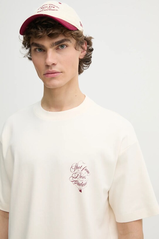 Хлопковая футболка Drôle de Monsieur Le T-Shirt Slogan Vignes бежевый F.TS226.CO002.CM
