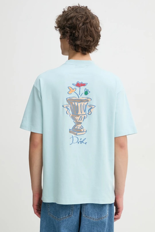 Îmbrăcăminte Drôle de Monsieur tricou din bumbac Le T-Shirt Vase F.TS225.CO002.LBE albastru
