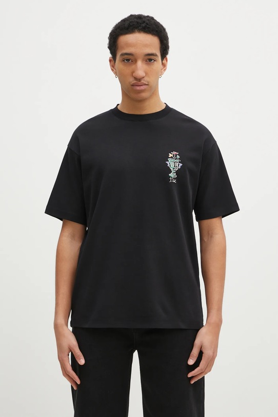 Бавовняна футболка Drôle de Monsieur Le T-Shirt Vase надрук чорний F.TS225.CO002.BL