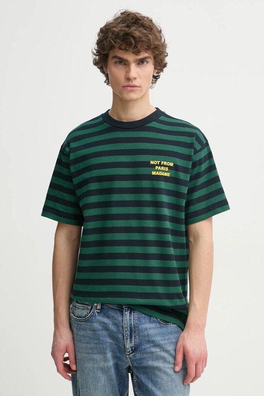 Pamučna majica Drôle de Monsieur Le T-Shirt Slogan RayE F.TS224.CO135.NY mornarsko plava SS25