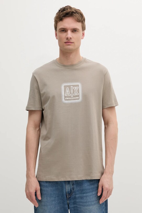 Памучна тениска Armani Exchange стандартна бежов XM000545.AF10361