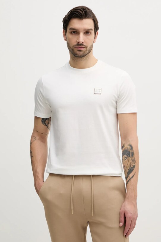 Bavlněné tričko Armani Exchange hladký béžová XM000546.AF10361